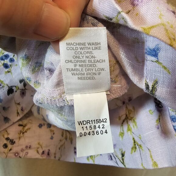 J Jill Love Linen Lilac Purple Floral Shift Dress Romantic Pockets Small Petite - Picture 9 of 12